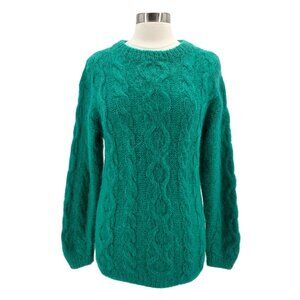 Vintage Chance Encounters Womens Medium Sweater Mohair Chunky Cable Knit Green